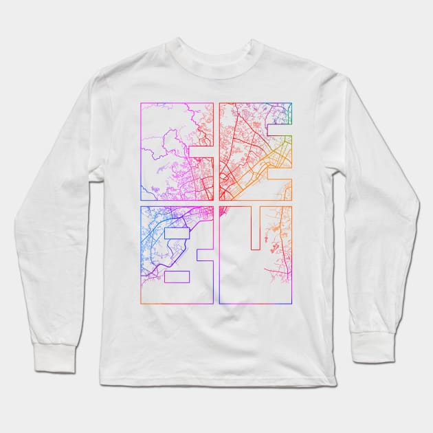 Cebu, Philippines City Map Typography - Colorful Long Sleeve T-Shirt by deMAP Studio
